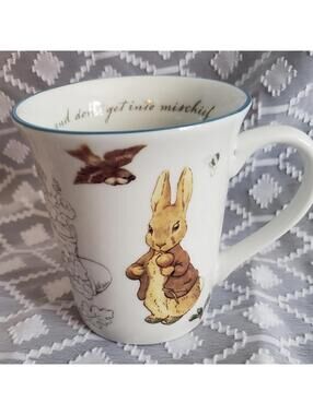Beatrix Potter Peter Rabbit Mug Cup' And Don’t Get Into Mischief’ Collectible